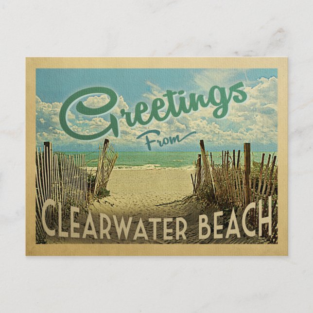 Clearwater Beach Postcard Vintage Travel Postkarte (Vorderseite)
