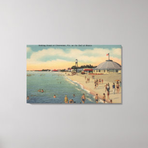 Clearwater, FL - Schwimmer u. Sunbathers auf Leinwanddruck