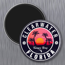Clearwater Florida Beach Retro Sunset Souvenirs Magnet
