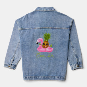 Clearwater Florida Beach Tropical Flamingo Pineap Jeansjacke