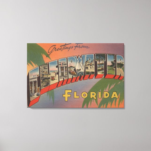 Clearwater, Florida - Großbuchstaben - Szenen 3 Leinwanddruck (Vorderseite)
