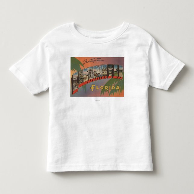 Clearwater, Florida - große Buchstabe-Szenen Kleinkind T-shirt (Vorderseite)