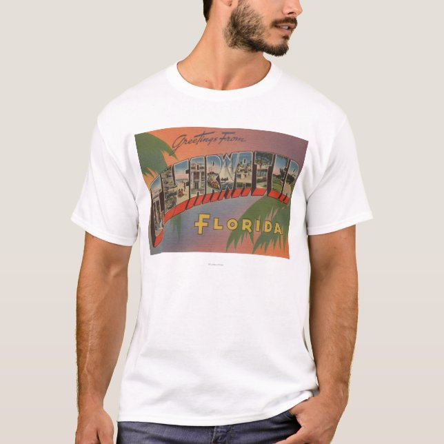 Clearwater, Florida - große Buchstabe-Szenen T-Shirt (Vorderseite)
