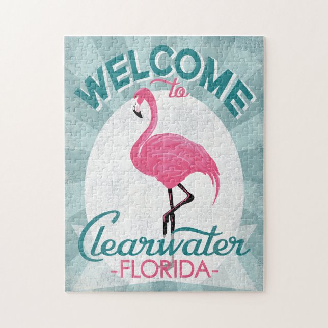 Clearwater Florida Pink Flamingo Retro (Vertikal)