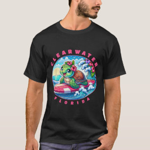 Clearwater Florida Süße Surfgirl Meeresschildkröte T-Shirt