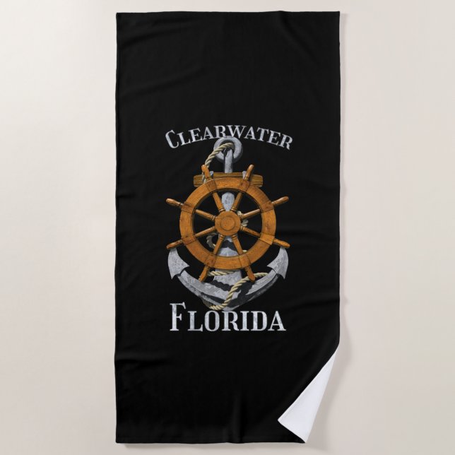 Clearwater Florida Vacation Nautical Anchor Helm S Strandtuch (Vorderseite)