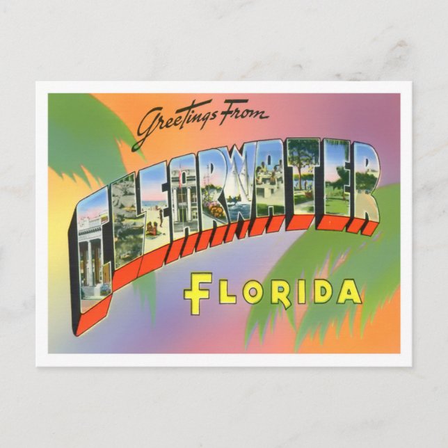 Clearwater, Florida - Vintage große Buchstaben Pos Postkarte (Vorderseite)