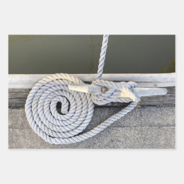 Cleat Hitch Maritime Wrapping Paper Flat Sheet Set Geschenkpapier Set