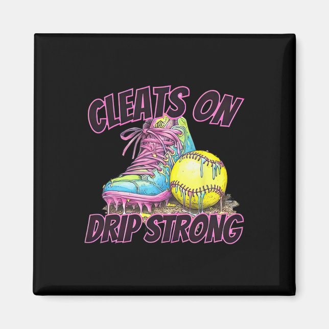 Cleats On Drip Strong Softll Drip Softll Mom Retro Magnet (Vorne)