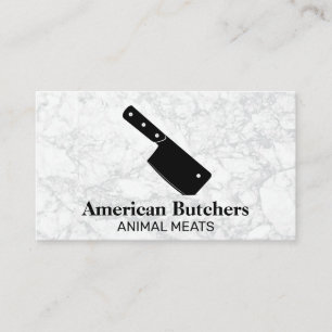 Cleaver Knife Hintergrund aus weißem Marmor Visitenkarte