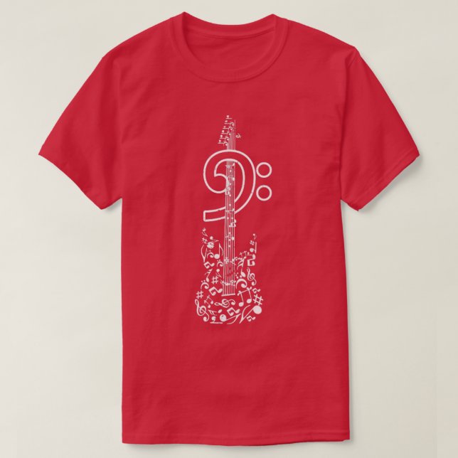 Clef Bass Guitar Retro Bassist T-Shirt (Design vorne)