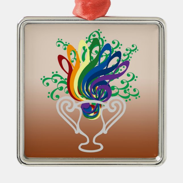 Clef-Blumenstrauß-Verzierung Silbernes Ornament (Vorne)