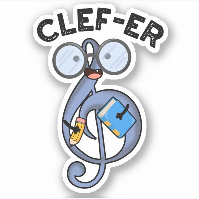 Clef-er Funny Music Pun Aufkleber (Vorderseite)