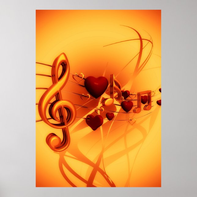 Clef grades Liebe Herzmusik Poster (Vorne)