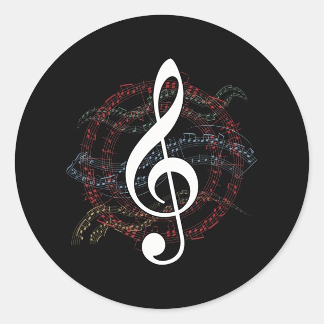 Clef Musical Notes Chorus Chormusik Runder Aufkleber (Vorderseite)