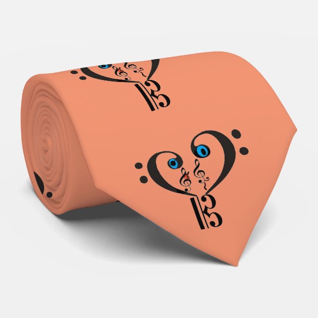 Clef Note Tie-Bass Clef-Treble Clef Krawatte (Gerollt)