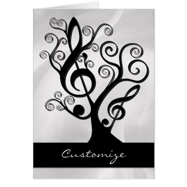 Clef Tree Card für schwarze und weiße Musik (Vorne)