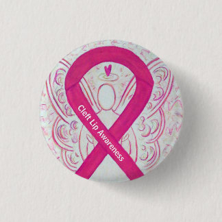Cleft Lip Awareness Hot Pink Ribbon Angel Buttone Button