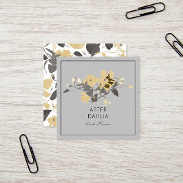 Clematics Yellow Watercolor Blume Anpassbar Quadratische Visitenkarte