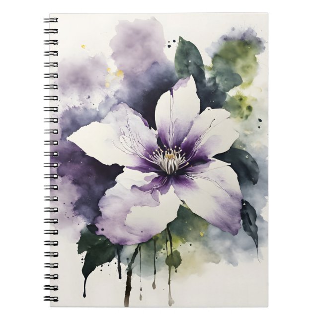 Clematis - Aquarellblumen Notizblock (Vorderseite)