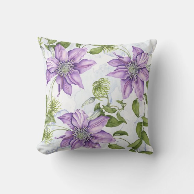 Clematis-Blumenkissen Kissen (Vorderseite)