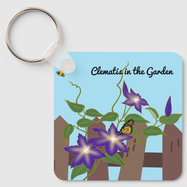 Clematis im Garten Schlüsselanhänger (Vorderseite)