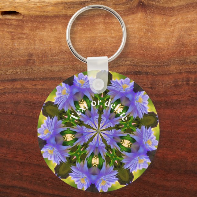 Clematis Kaleidoskop Blume Personalisiert Schlüsselanhänger (Vorderseite)