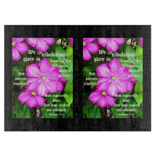 Clematis mit Römern 5:3-5 Schneidebrett (Vorderseite)