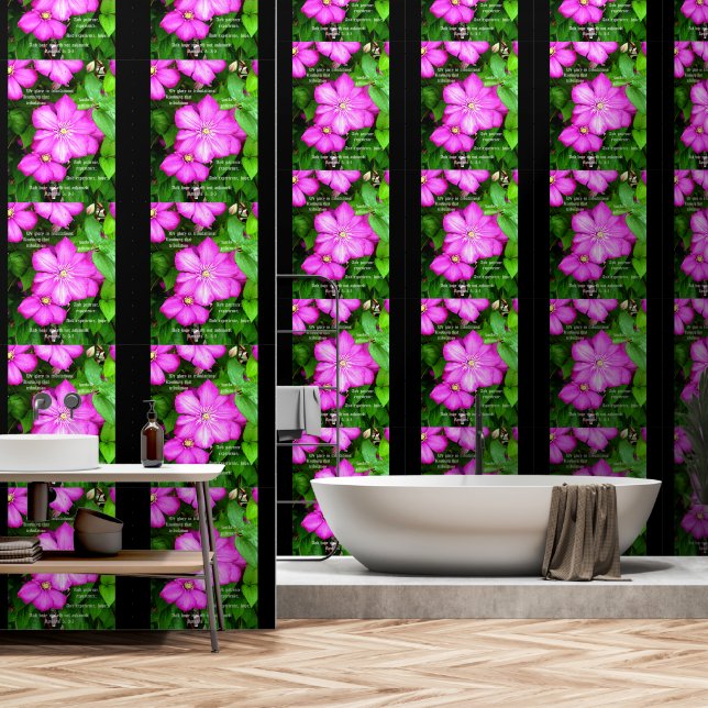 Clematis mit Römern 5:3-5 Tapete (Badezimmer)