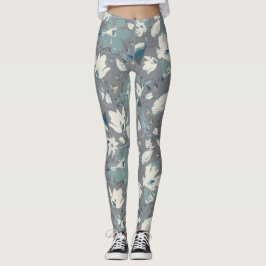 Clematis Vine Gray Blue Creme Leggings