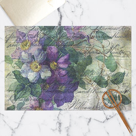 Clematis Vine Handwriting Ephemera Decoupage Seidenpapier
