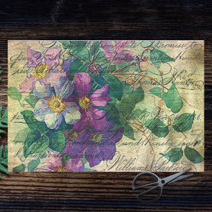 Clematis Vine Handwriting Vivid Ephemera Decoupage Seidenpapier