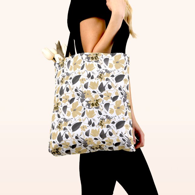 Clematis Vine Yellow Gray Blume Shopping Tasche (Clematis Flowering Vine Yellow Gray Tote Bag from Studio Posies.)