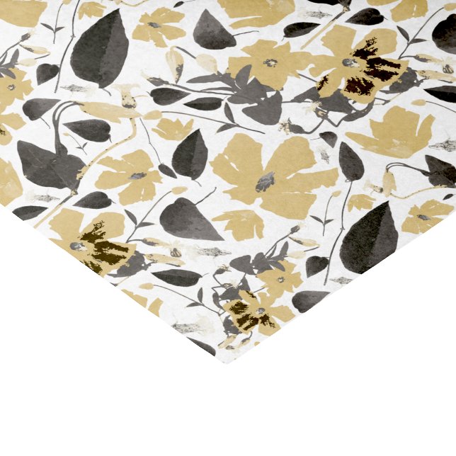 Clematis Yellow Grey Painted Watercolor Floral Seidenpapier (Clematis Yellow Gray Painted Watercolor Floral Tissue Paper from Studio Posies. )