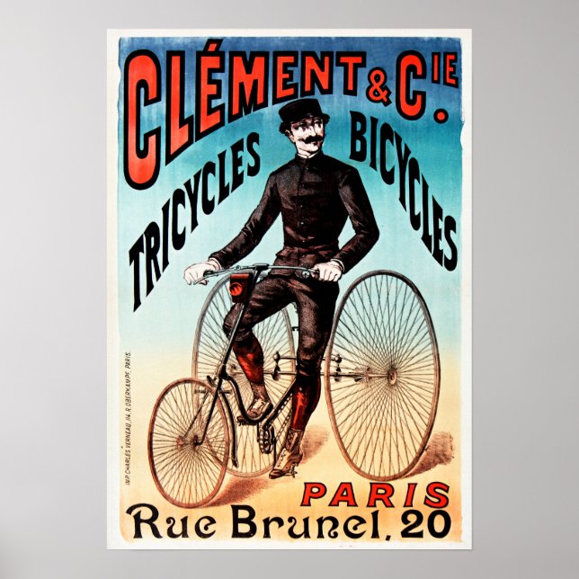 Clement & Co Paris Cycles Tricycle Bicycles Ad Poster (Vorne)