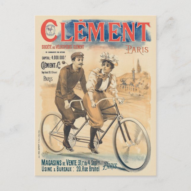 Clément Paris Vintage Poster 1895 Postkarte (Vorderseite)