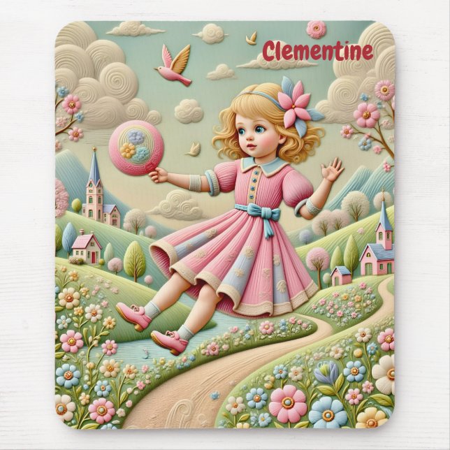 CLEMENTINE ~ Pastel Embroidery ~ Mousepad (Vorne)