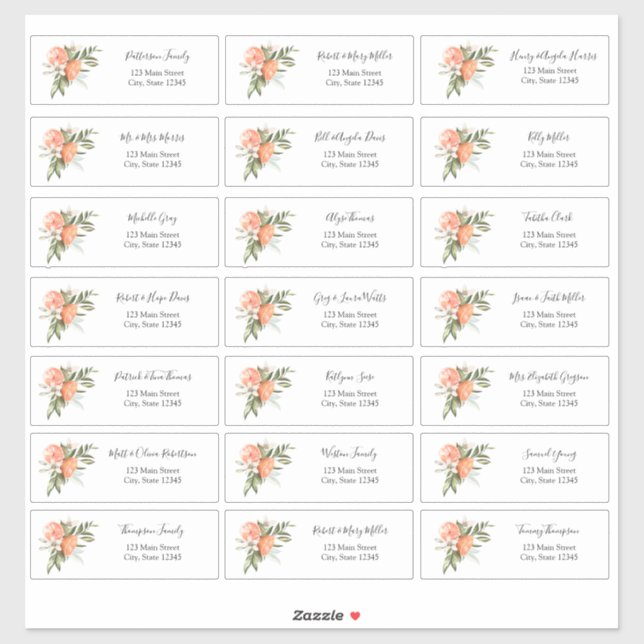 Clementine und Greenery Guest Address Envelope Aufkleber (Blatt)