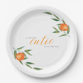 Clementine Watercolor "Cutie" Baby Shower  Pappteller