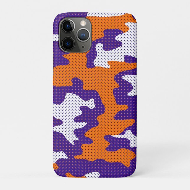 Clemson-Inspired Orange & Purple Tiger Camo Case-Mate iPhone Hülle (Rückseite)