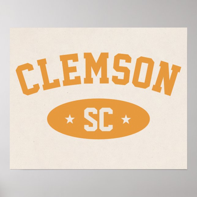 Clemson, SC Vintage Athletic-Style Poster Print (Vorne)
