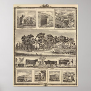 Clenona Stock Farm-Gebäude in Davenport Poster