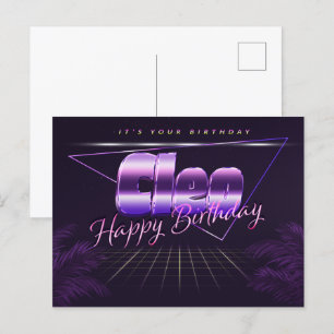 Cleo Name Vorname lila Postkarte Geburtstag