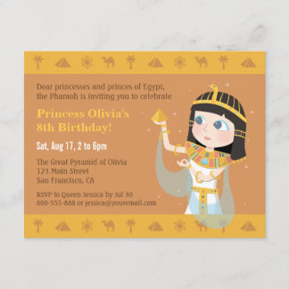 Cleopatra Ägyptisches Party des Themed Kindergebur Einladung