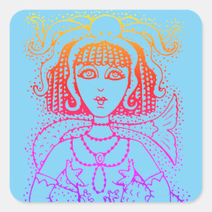 CLEOPATRA OCTOPUS MERMAID, FANTASY GOTH SIREN QUADRATISCHER AUFKLEBER