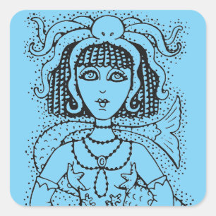 CLEOPATRA OCTOPUS MERMAID, FANTASY GOTH SIREN QUADRATISCHER AUFKLEBER