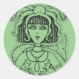 CLEOPATRA OCTOPUS MERMAID, FANTASY GOTH SIREN RUNDER AUFKLEBER