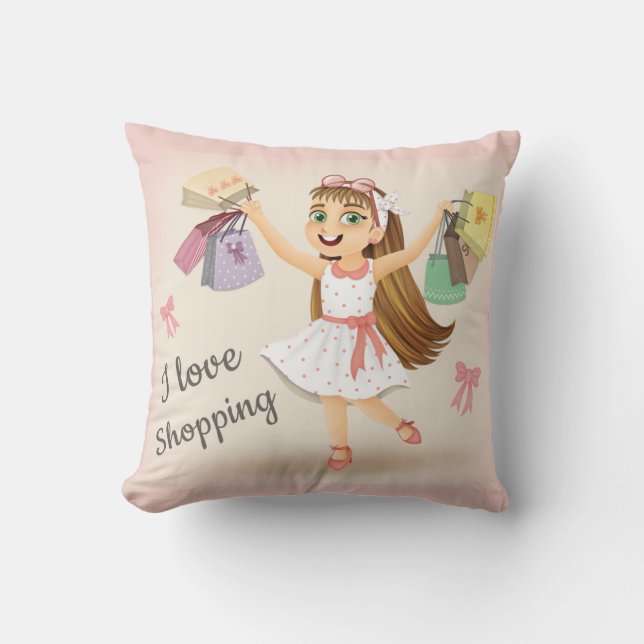Cleos "I Liebe Shopping" 16x16 Kissen (Vorderseite)