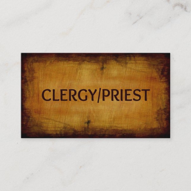 Clergy Priest Wood Grain Business Card Visitenkarte (Vorderseite)