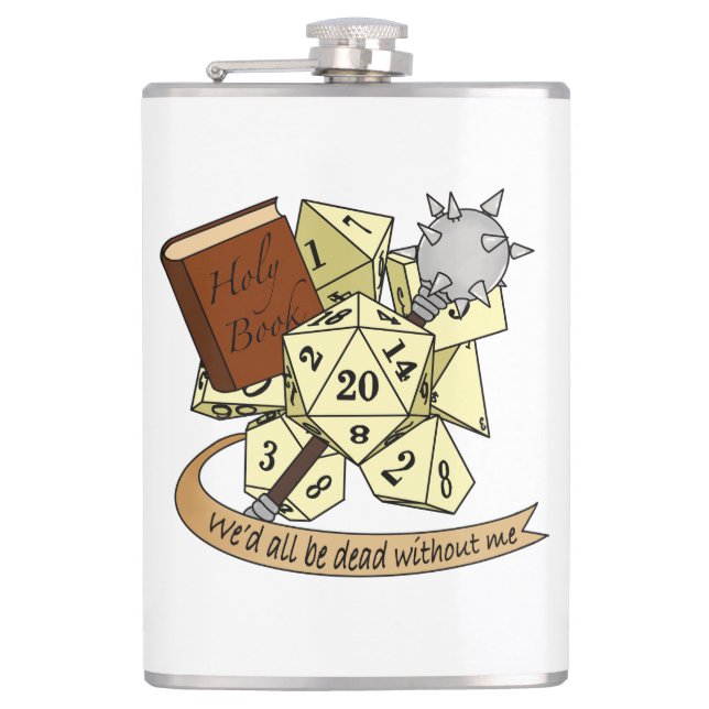 Cleric Dice Design Flachmann (Vorderseite)